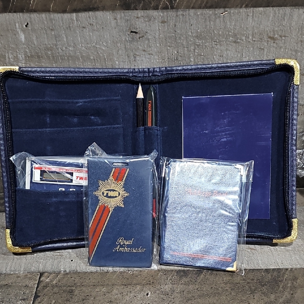 Vintage TWA Royal Ambassador Navy Blue Travel Document Holder